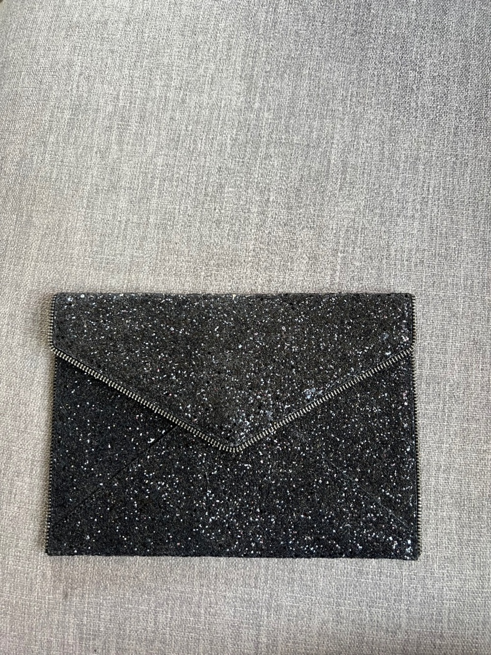 Black glitter Rebecca Minkoff Leo clutch